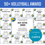 End of Season Volleyball Award Certificates