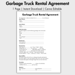 EDITABLE Simple Garbage Truck Rental Agreement