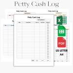 Google Sheet & Excel Petty Cash Log
