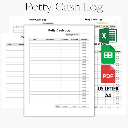 Google Sheet & Excel Petty Cash Log
