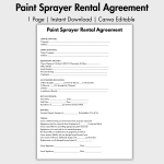 Paint Sprayer Rental Agreement