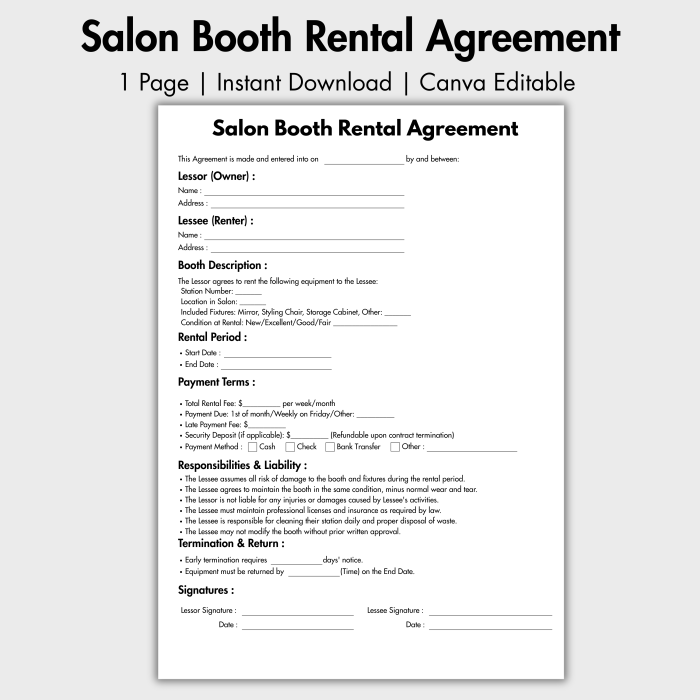 Salon Booth Rental Agreement