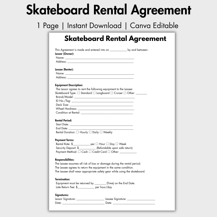 Skateboard Rental Agreement