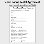 Tennis Racket Rental Agreement
