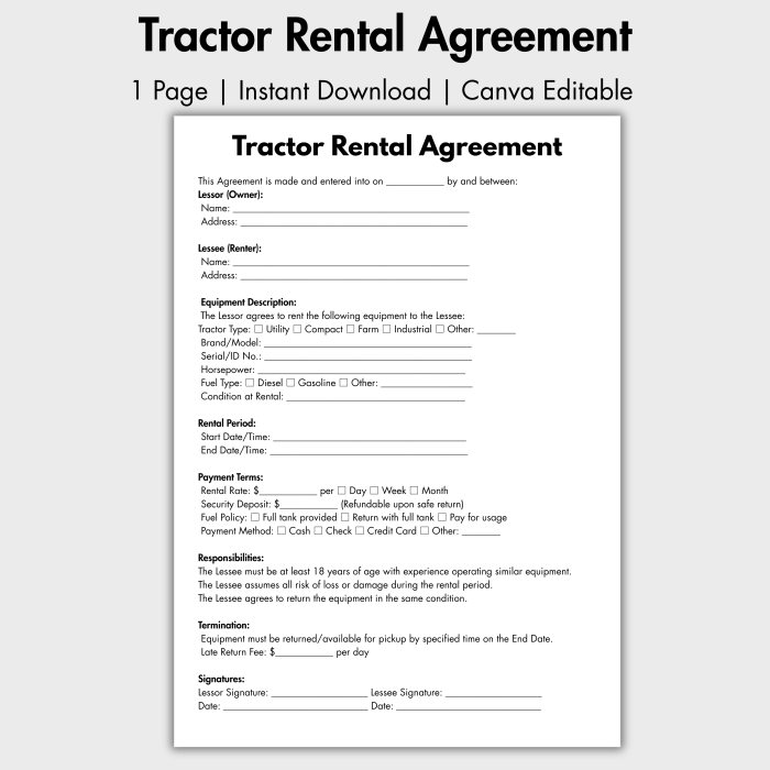 Tractor Rental Agreement