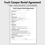 Truck Camper Rental Agreement