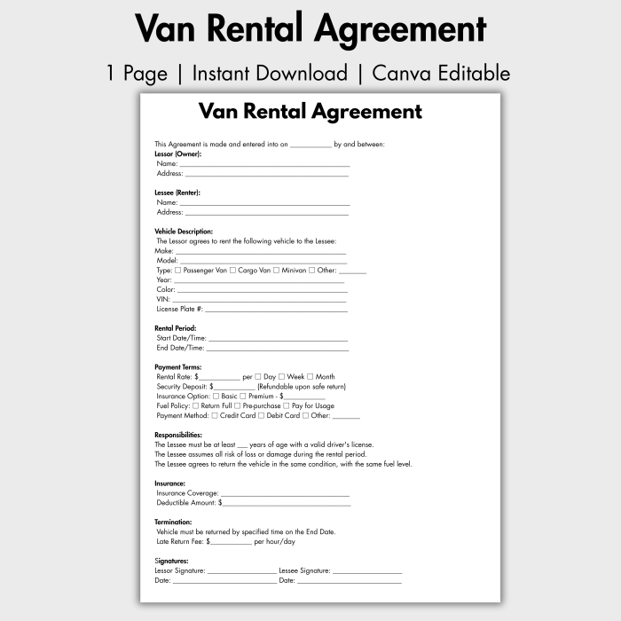 Van Rental Agreement