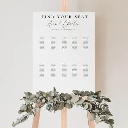 Wedding Seating Chart 10 tables