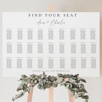 Wedding Seating Chart 27 tables
