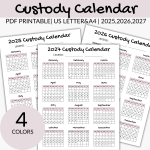 Custody Calendar 2025,2027,2026