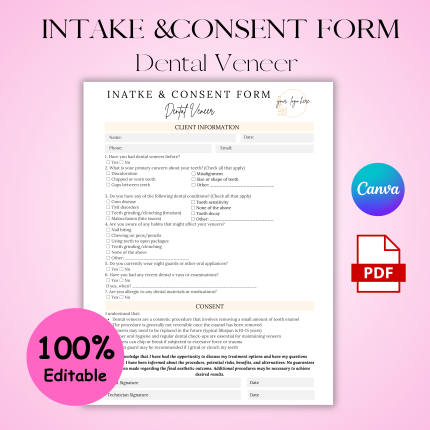 Dental Veneer Intake and Consent Form