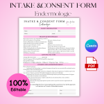 Editable Simple Endermologie Clent Intake and Consent Form, Endermologie Consent Form, Endermologie Treatment Form, Endermologie Intake Form, Cellulite Treatment Form, Endermologie Client Form, Client Consultation Form, Client Intake Form