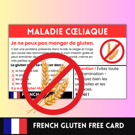 French Gluten-Free Allergy Card for Travel & Restaurants
