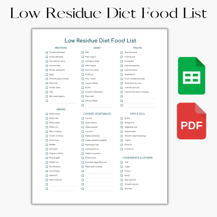 Low Residue Diet Food List and Grocery List