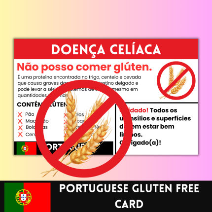Portuguese Gluten-Free Allergy Card for Travel & Restaurants