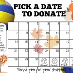 September volleyball Pick a Date to Donate,fundraiser calendar,Fundraiser, pay the date, volleyball fundraiser, sponsor my season fundraiser, volleyball