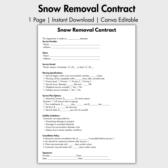 Snow Removal Contract