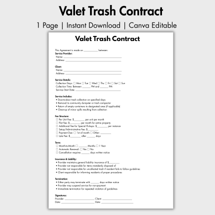 Valet Trash Contract
