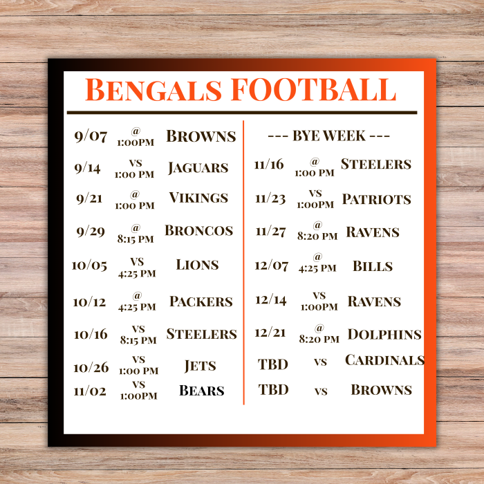 bengals schedule 2025