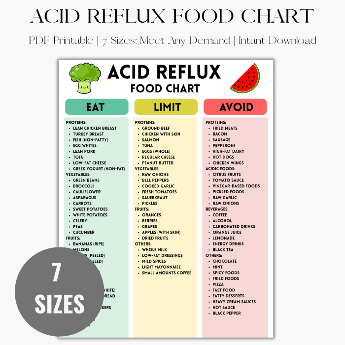 Acid Reflux Food List, Acid Reflux Food List and Food Chart Poster, GERD Meal Plan, Low Acid Foods, Heartburn Food Meal, Grocery List, Gastritis Food Chart, Acid Alkaline Balance Foods