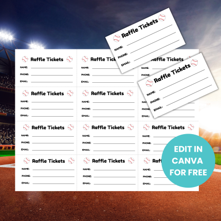 Editable Baseball Printable Raffle Tickets Sports PDF ,Enter to Win Raffle Tickets , Fundraising Event, School PTO Fundraiser