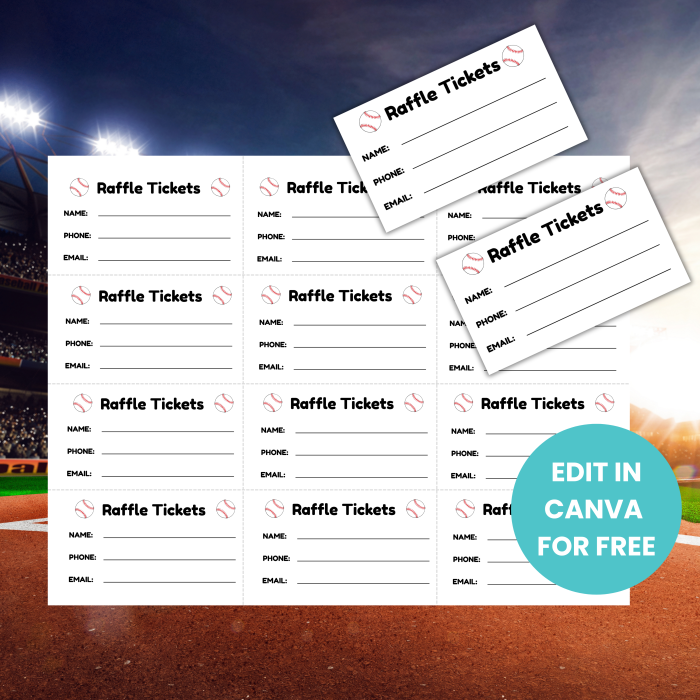 Editable Baseball Printable Raffle Tickets Sports PDF ,Enter to Win Raffle Tickets , Fundraising Event, School PTO Fundraiser