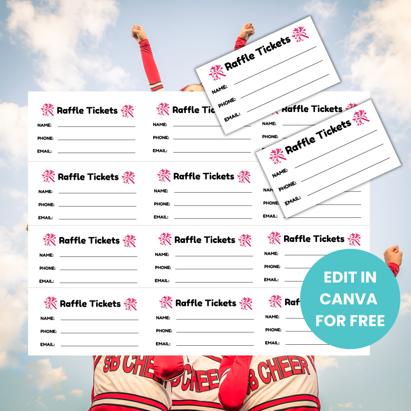 Editable Cheer Raffle Ticket Template