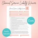 Chemical Service Treatment Consent Liability Form, Hairstylist consent form, Esthetician treatment consent form, hair coloring form, perm