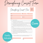 Dermaplaning Consent Form,Dermaplaning Waiver Form, Beige White, Esthetician Business Form, Spa Form