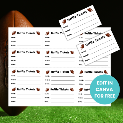 Editable Football Raffle Ticket Template