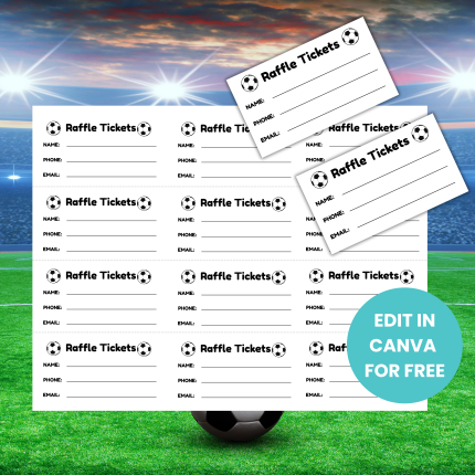 Editable Soccer Printable Raffle Tickets Sports PDF ,Enter to Win Raffle Tickets , Fundraising Event, School PTO Fundraiser