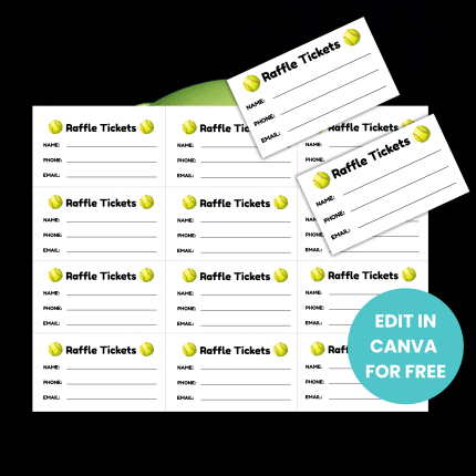 Editable Softball Printable Raffle Tickets Sports PDF ,Enter to Win Raffle Tickets , Fundraising Event, School PTO Fundraiser