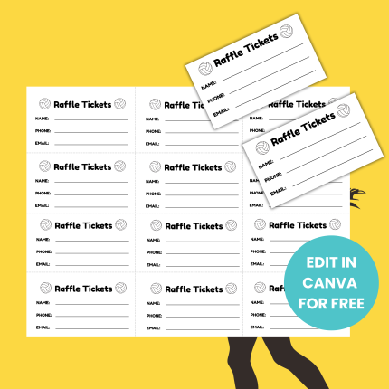 Editable Volleyball Printable Raffle Tickets Sports PDF ,Enter to Win Raffle Tickets , Fundraising Event, School PTO Fundraiser