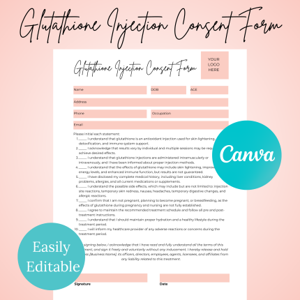glutathione injection consent form