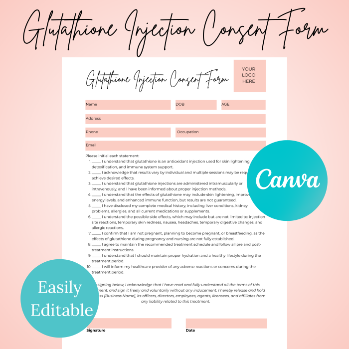 glutathione injection consent form