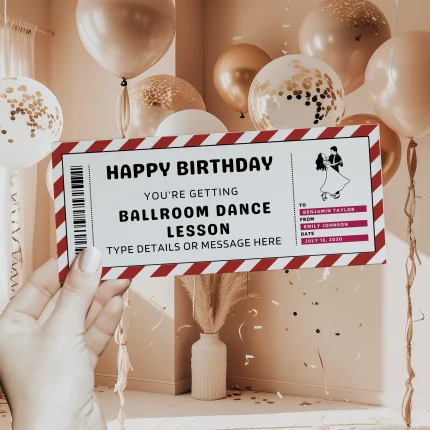 Editable Birthday Ballroom Dance Lesson Gift Certificate EDITABLE, Ballroom Dance Lesson Gift Voucher Printable, Ballroom Dance Lesson Coupon, Last Minute Birthday Gift Idea