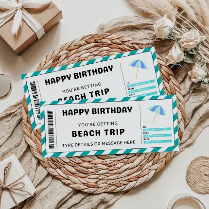 Editable Birthday Beach Trip gift certificate EDITABLE, Beach Trip Gift Voucher Printable, Beach Trip Coupon, Last Minute Birthday Gift Idea