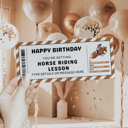 Editable Birthday Horse Riding Gift Certificate EDITABLE, Horse Riding Gift Voucher Printable, Horse Riding Coupon, Last Minute Birthday Gift Idea