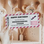 Editable Birthday Snowboarding Lesson Gift Certificate EDITABLE, Snowboarding Lesson Gift Voucher Printable, Snowboarding Lesson Coupon, Last Minute Birthday Gift Idea