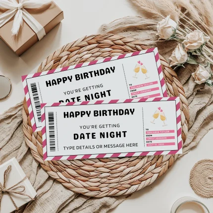 Editable Birthday Date Night gift certificate EDITABLE, Date Night Gift Voucher Printable, Date Night Coupon, Last Minute Birthday Gift Idea