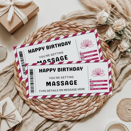 Editable Birthday Massage Gift Certificate EDITABLE, Massage Gift Voucher Printable, Massage Coupon, Last Minute Birthday Gift Idea