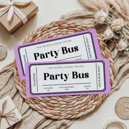 party bus Gift Certificate EDITABLE, party bus Gift Voucher Printable, party bus Coupon, Last Minute Gift Idea, Any Occasion