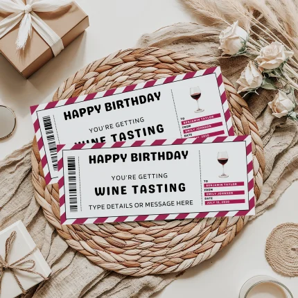 Editable Birthday Wine Tasting Gift Certificate EDITABLE, Wine Tasting Gift Voucher Printable, Wine Tasting Coupon, Last Minute Birthday Gift Idea