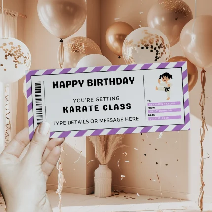 Karate Class Ticket Template, Editable Birthday Karate Class Gift Certificate EDITABLE, Karate Class Gift Voucher Printable, Karate Class Coupon, Last Minute Birthday Gift Idea