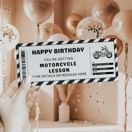 Motorcycle Class Ticket Template, Editable Birthday Motorcycle Class Gift Certificate EDITABLE, Motorcycle Class Gift Voucher Printable, Motorcycle Class Coupon, Last Minute Birthday Gift Idea