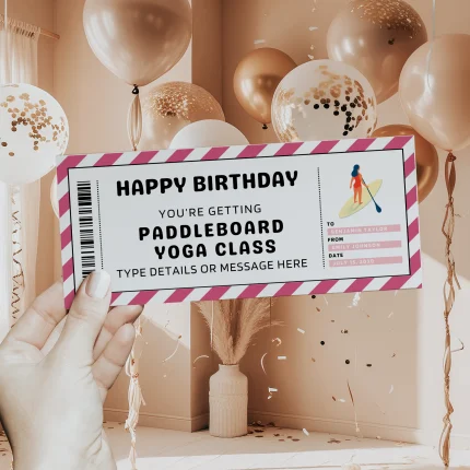Paddleboard Yoga Class Ticket Template, Editable Birthday Paddleboard Yoga Class Gift Certificate EDITABLE, Paddleboard Yoga Class Gift Voucher Printable, Karate Class Coupon, Last Minute Birthday Gift Idea