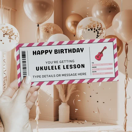Paddleboard Ukulele Lesson Ticket Template, Editable Birthday Ukulele Lesson Gift Certificate EDITABLE, Ukulele Lesson Gift Voucher Printable, Ukulele Lesson Class Coupon, Last Minute Birthday Gift Idea