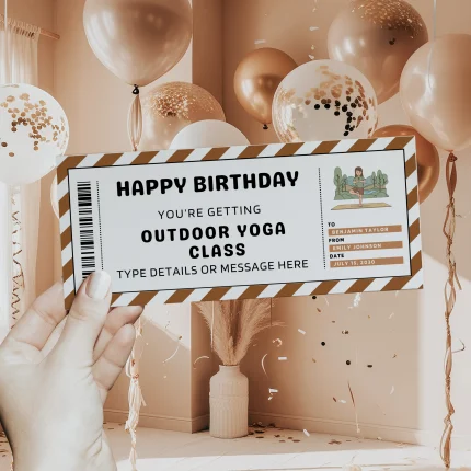 Outdoor Yoga Class Ticket Template, Editable Birthday Outdoor Yoga Class Gift Certificate EDITABLE, Outdoor Yoga Class Gift Voucher Printable, Outdoor Yoga Class Coupon, Last Minute Birthday Gift Idea
