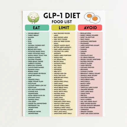 Glp 1 Food List Printable, Glp 1 Foods to Avoid List, Glp 1 Diet Plan, Glp 1 Foods List, Glp 1 Food Guide, Eat Limit Avoid Meal Plans Pdf