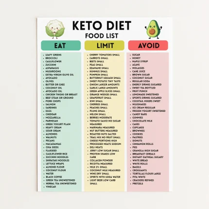 Keto Food List Printable, Low Carb Food List, Keto Grocery Guide, Ketogenic Diet Chart, Weight Loss Foods
